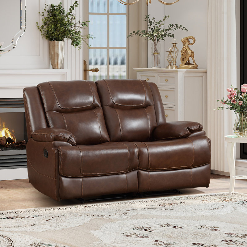 Canapé inclinable en cuir véritable 60 po, Brown