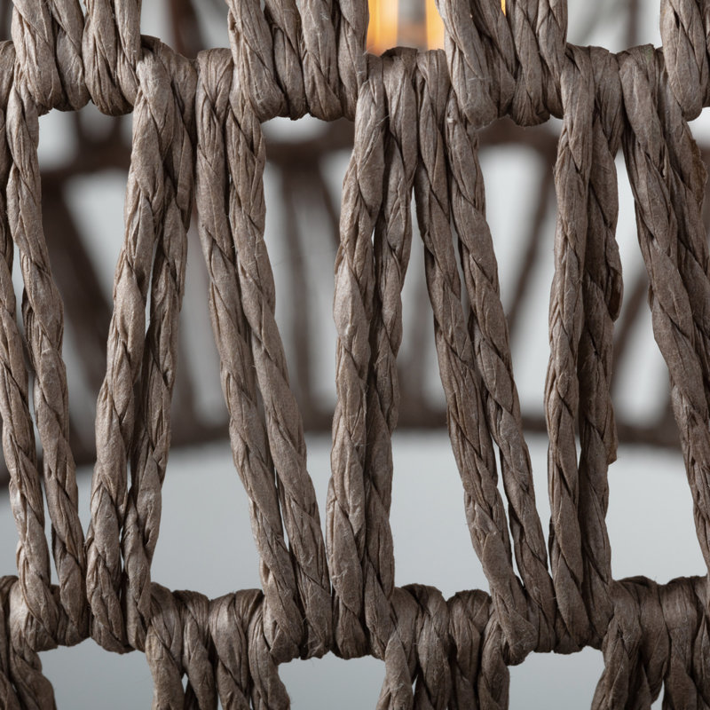 Luminaire suspendu tissé à 1 lumière avec cordon blanc en tissu de marque, ampoule incluse