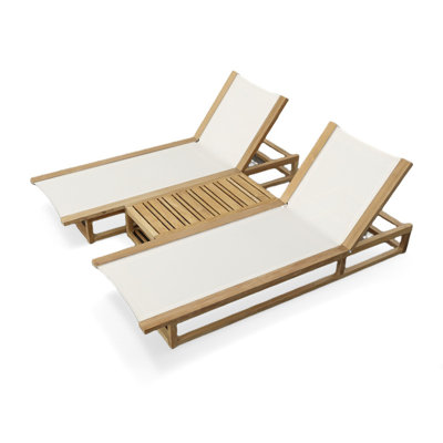Ensemble de chaise longue inclinable en teck de 84 po Eira