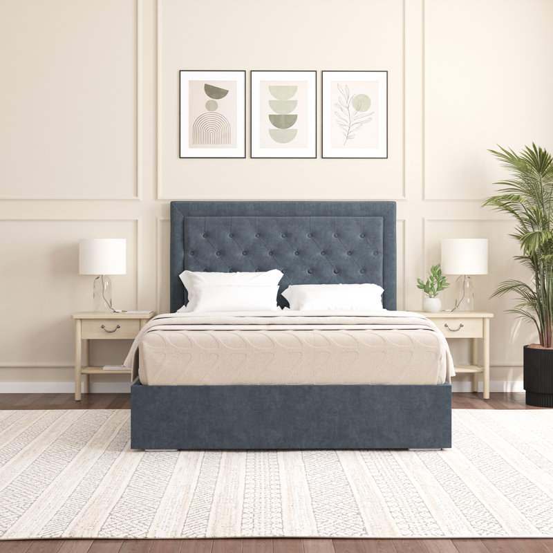 Merissa Upholstered Bed Frame, Single (3'), Charcoal