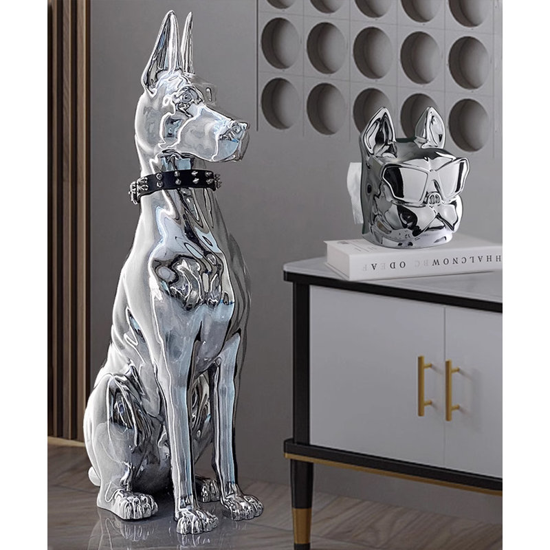 29.53" Silver Resin Decorative Objects, 39.37" H x 12.6" W x 23.62" D