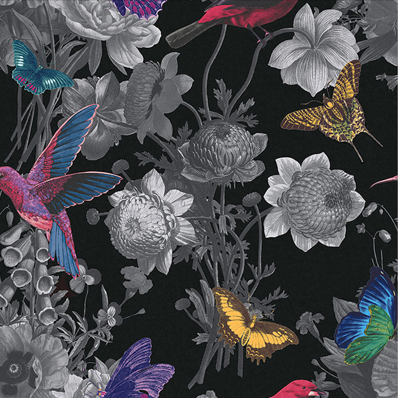 Floral Wallpaper Double Roll, Black