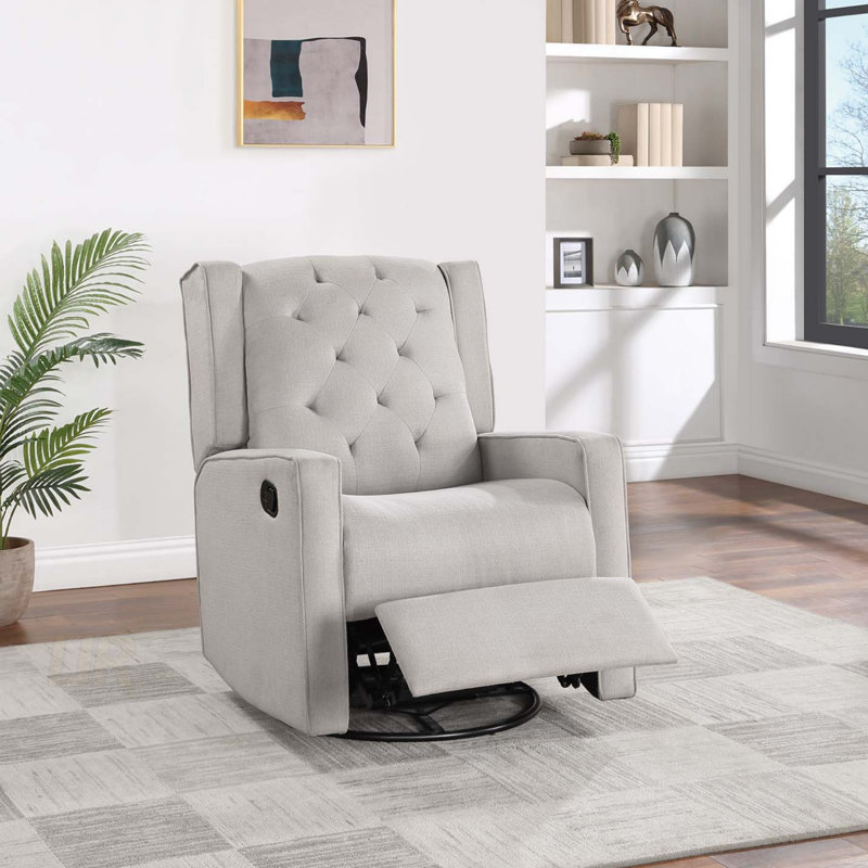 Manual Motion Swivel Glider Recliner With Plush Back, Seat, And 360-Degree Rotation For Ultimate Comfort And Relaxation