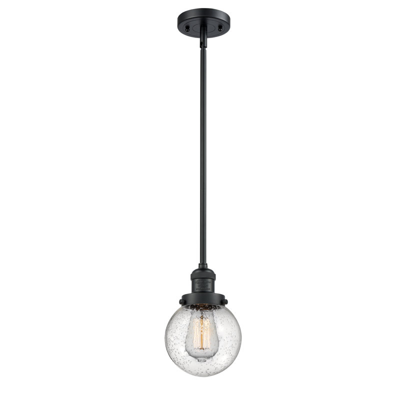 Luminaire suspendu sphère 1 lumière Zarmayr, Ampoule non incluse, Transparent, Noir mat