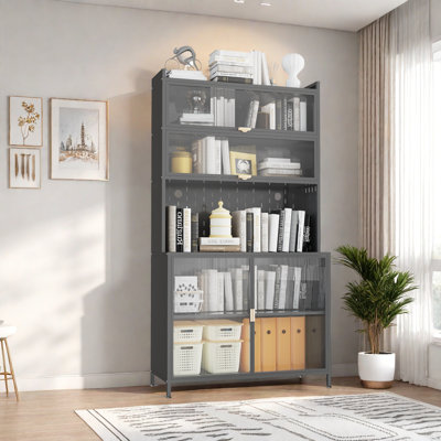 Tall Kitchen Pantry Cabinet With Flip Doors, Adjustable Shelves, Pegboard With Wire Holes And Side Hooks