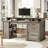55.1" Farmhouse Executive Desk with Drawers, Computer Desk with File Cabinet and Side Bookshelf-114236115