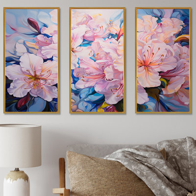 Ensemble de salon art mural rhododendron rose