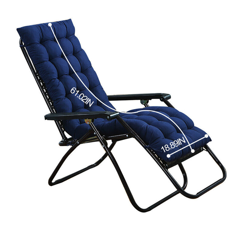 61"X19" Deck Lounge Chair Cushion Soft Seat Patio Cushion Covers Seat Pad Recliner Mat, Dark Blue, Solid Color