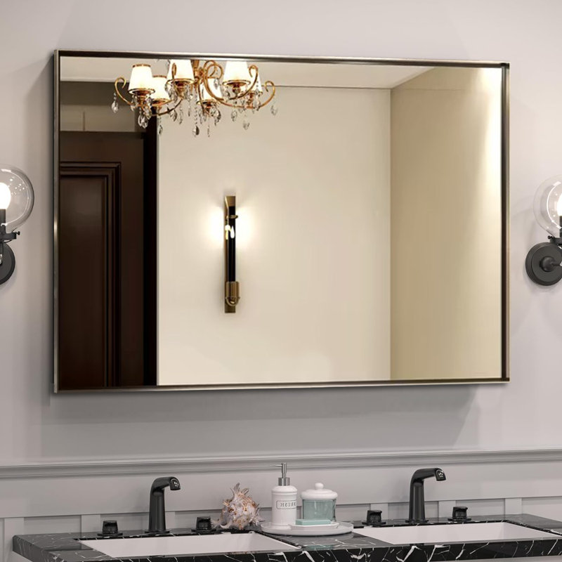 Miroir mural rectangulaire en métal, 30,01 po x 40,01 po, Argenté