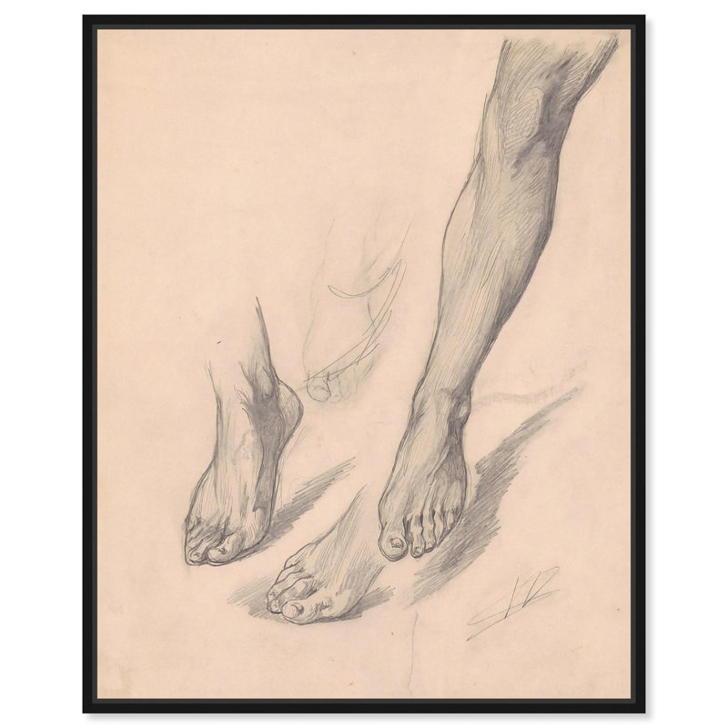 Études sur les pieds , H 21 po x l 17 po, Cadre flottant noir