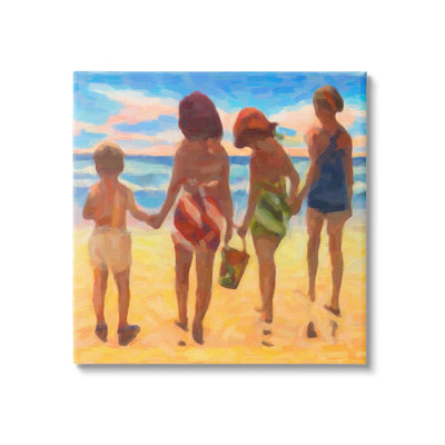 Conception sur toile Stupell Industries Family Beach Holiday par Graffi * Tee Studios