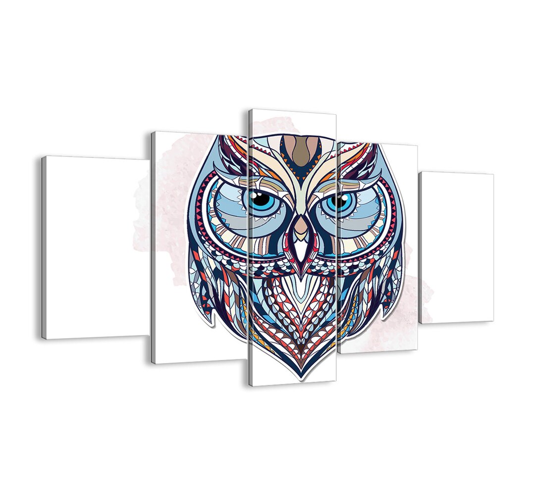 A Sophisticated Ornamental Owl' - 5 Stück Grafikdruck auf Leinwand