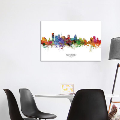 Baltimore Maryland Skyline by Michael Tompsett - Wrapped Canvas Print