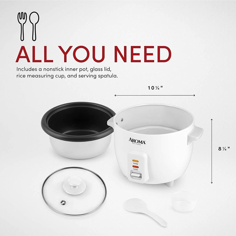 aroma housewares aroma 6-cup (cooked) 1.5 qt. one touch rice cooker, white  (arc-363ng), 6 cup cooked/ 3 cup uncook/ 1.5 qt. 