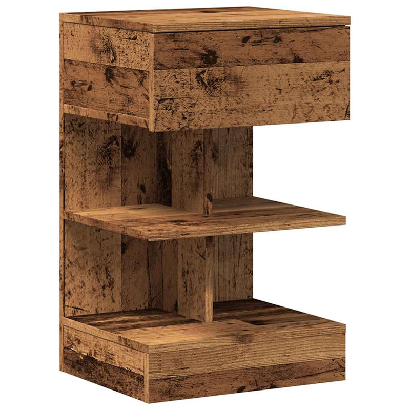 Averley 40cm W Solid Wood Bedside Table, Old Wood