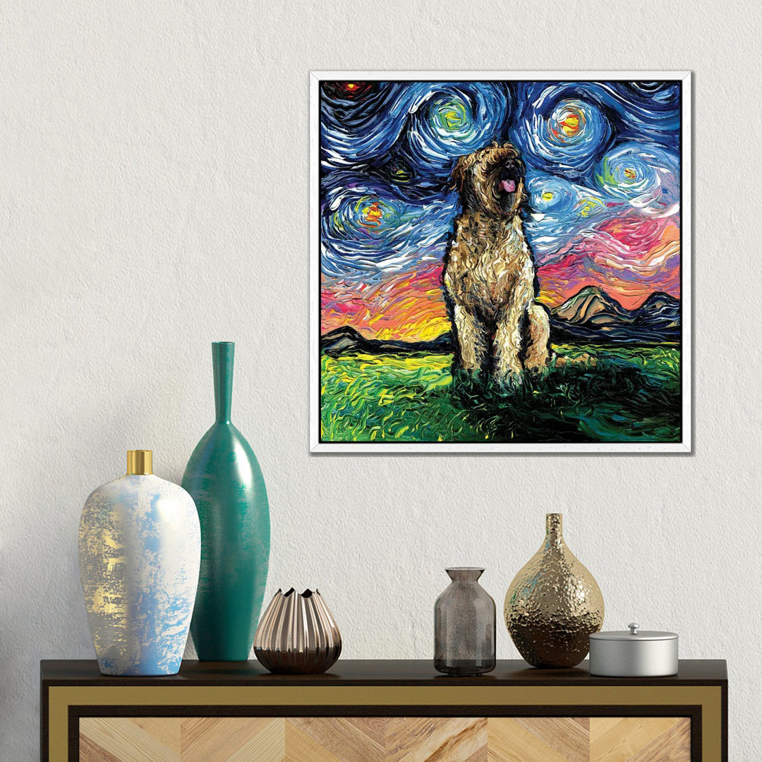 Briard Night von Aja Trier - Galerie-verpackte Leinwand Giclée auf Leinwand