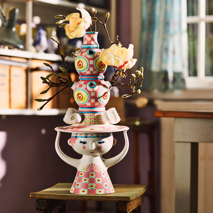 Lady With Hat Ceramic / Porcelain Table Vase