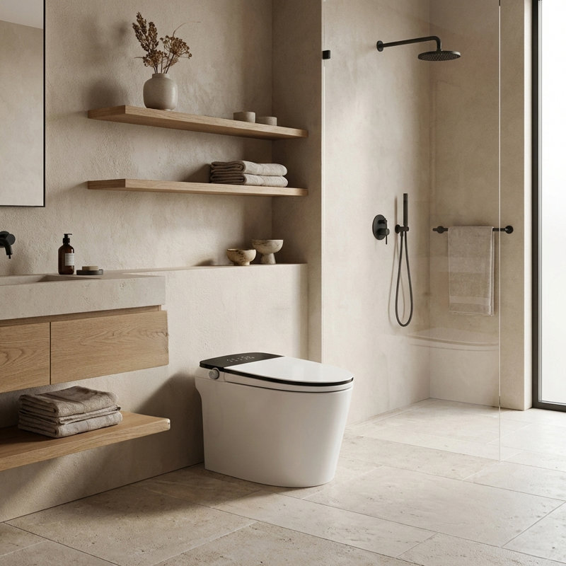 Toilettes intelligentes en noir et blanc, TATIANA-II-BK