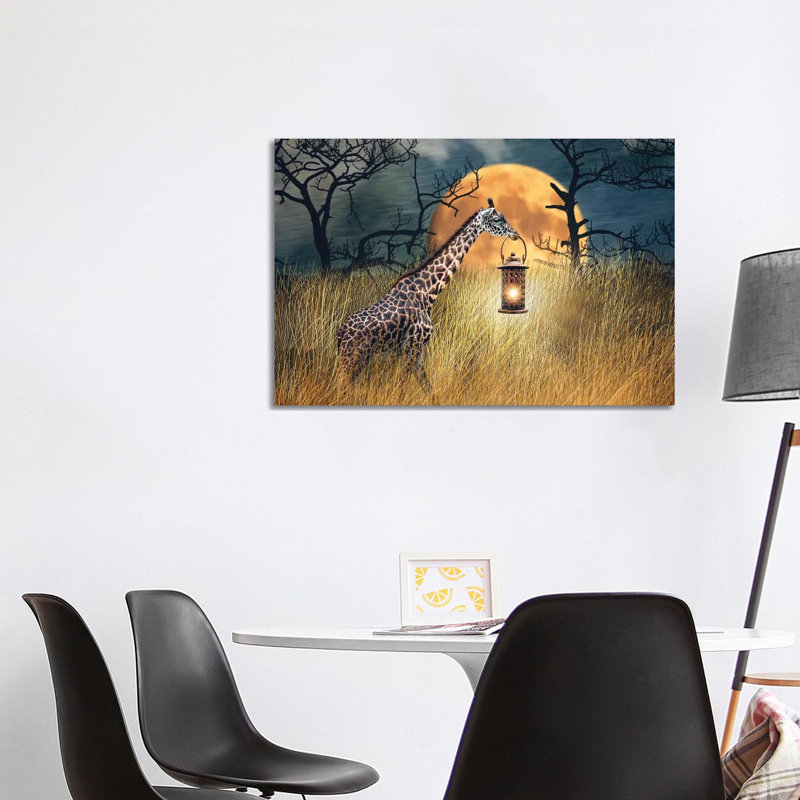 Promenade lunaire par Karen Burke-impression d’art graphique, Pas de tapis, H 26 po x l 40 po x 1,5 po, Toile tendue