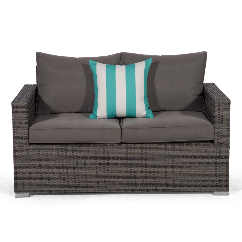 Villani 142cm Wide Rectangle Patio Sofa with Cushions