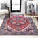Aailiyah Ornate Large Medallion Machine-Washable Red/Navy Rug