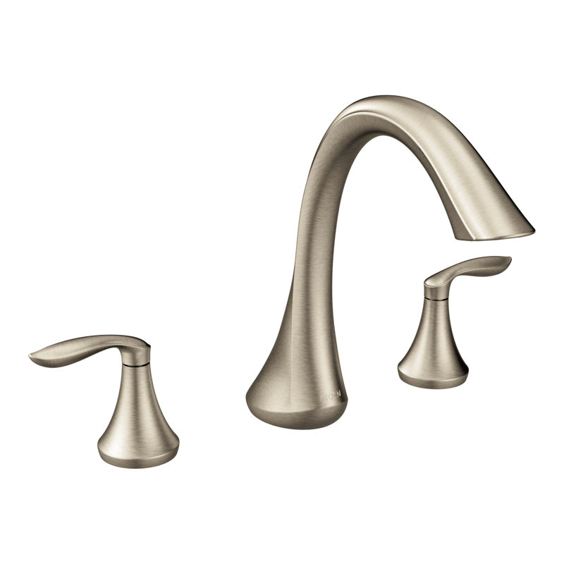 Eva Double Handle Deck Mounted Roman Tub Faucet Trim, Brushed Nickel