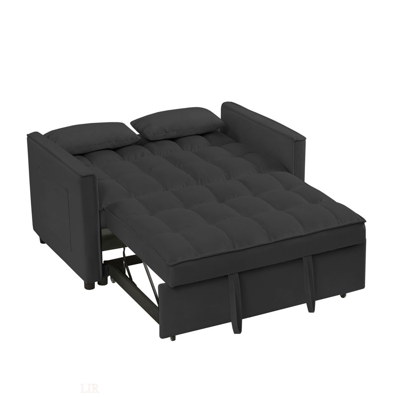 Design moderne, canapé-lit en velours (pieds de 7 cm), assemblage facile, Noir