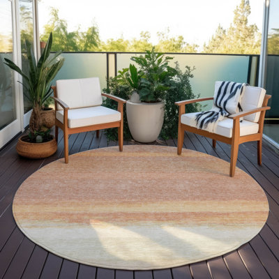 Machine Washable Indoor/Outdoor Christain ACN1274 Salmon Rug