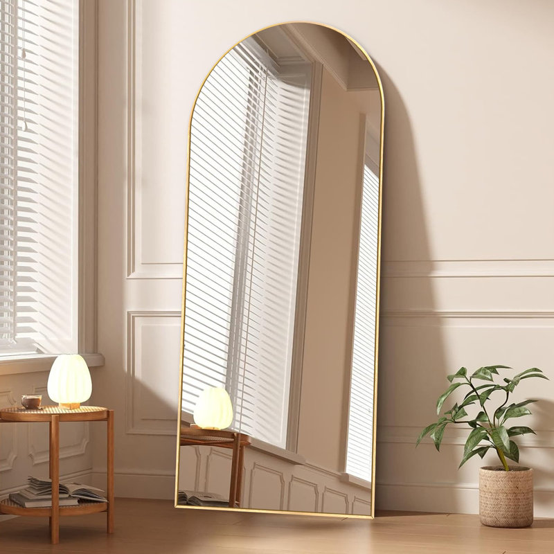 Large Arch Full Length Mirror with 3 Mounting Method, Gold, 71" x 24"