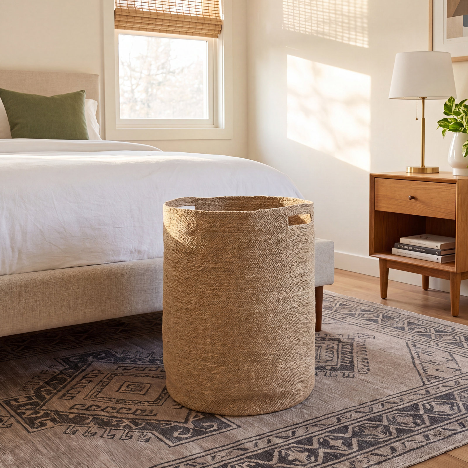 Laundry Hamper with Handles, Natural