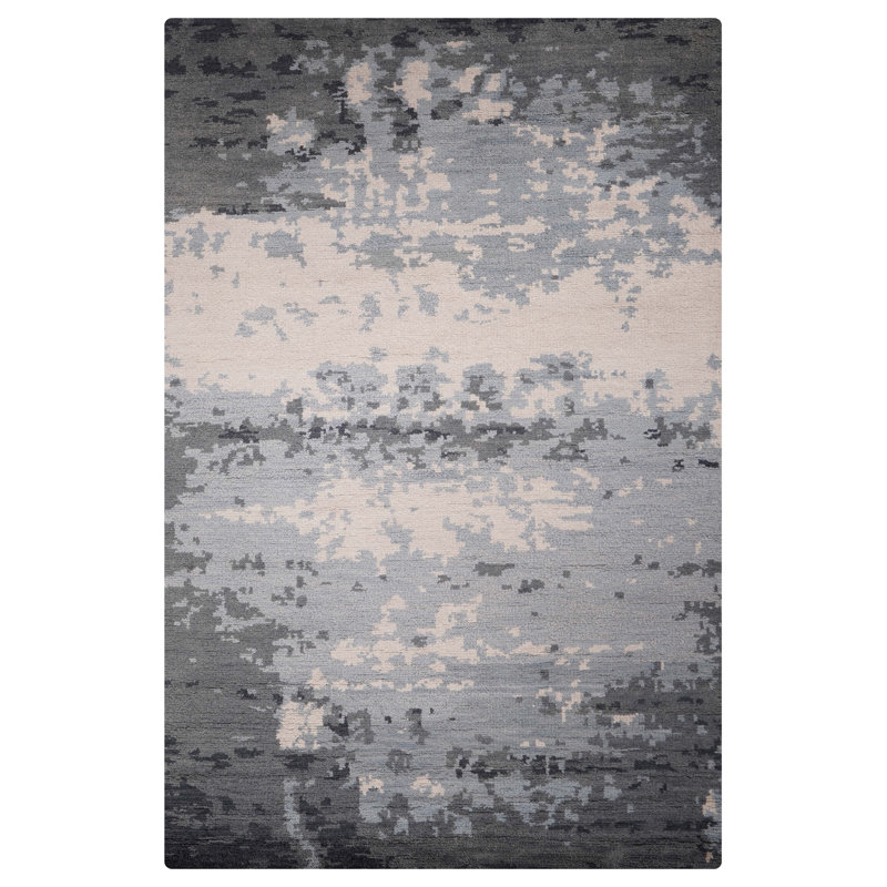 Multicolor 5' x 8' Wool Handmade Abstract Hand Knotted Rectangle Indoor Area Rug, Rectangle 5' x 8'