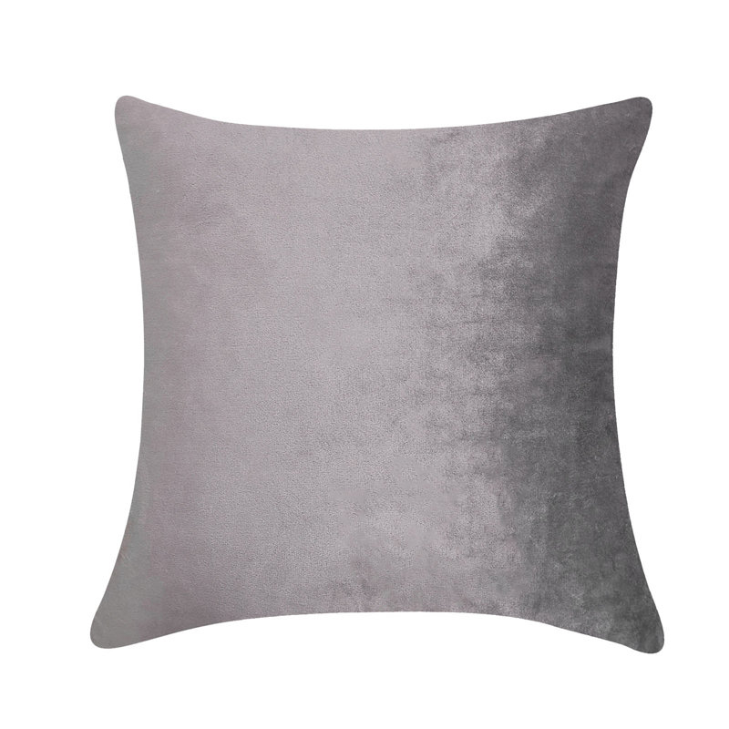 Plain Velvet Pillow Covers Throw Pillow, Light Gray, 18" H x 18" W