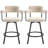 Rabassa Swivel Upholstered 26" Linen Counter Stool with Curved Wing Back and Metal Frame-1860696537