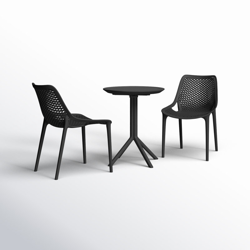 Ensemble bistro 3 pièces avec chaises empilables l 23,6 po Farrah, Noir