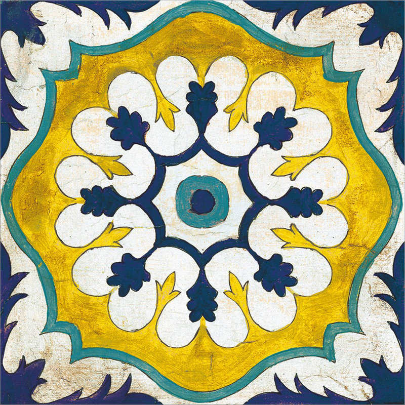 «Andalucia Tiles C Blue and Yellow» par Silvia Vassileva - peinture encadrée