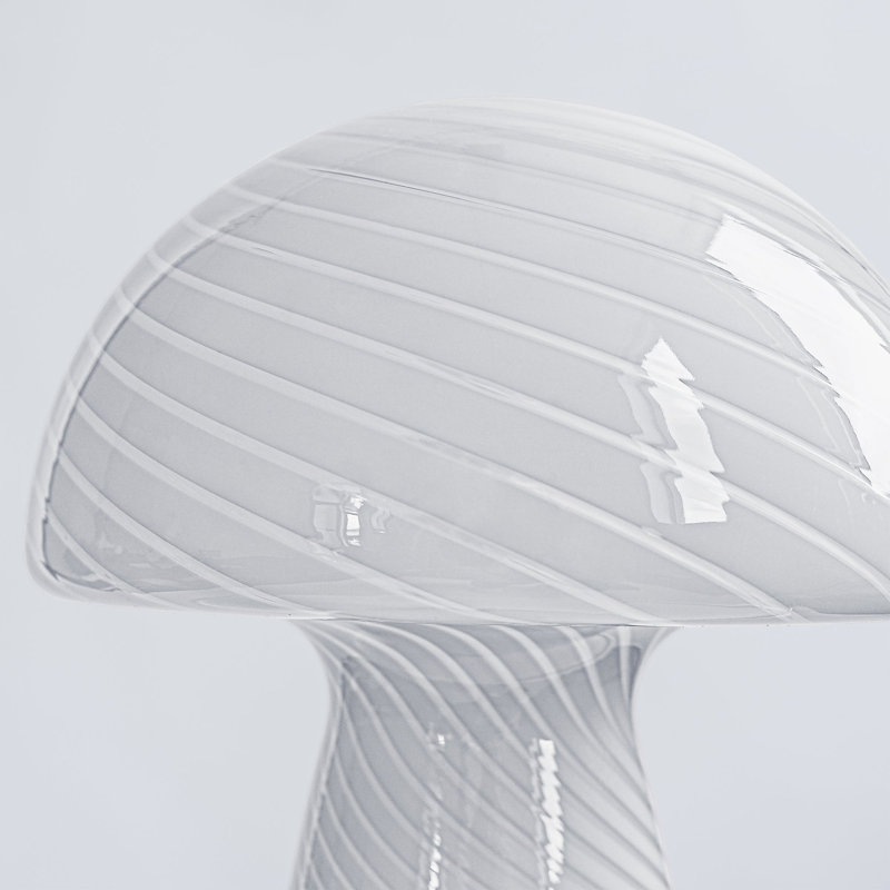 Glass Mushroom Table Lamp, Large Close Top, Butter, White