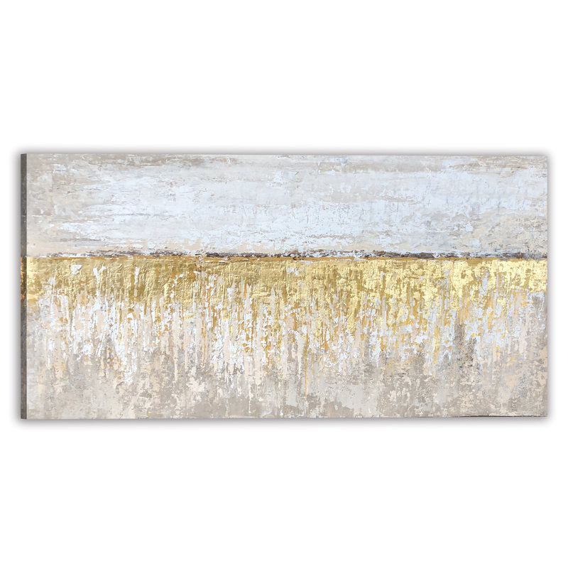 Golden Seacoast - peinture sur toile tendue, H 20 po x l 40 po x P 2 po