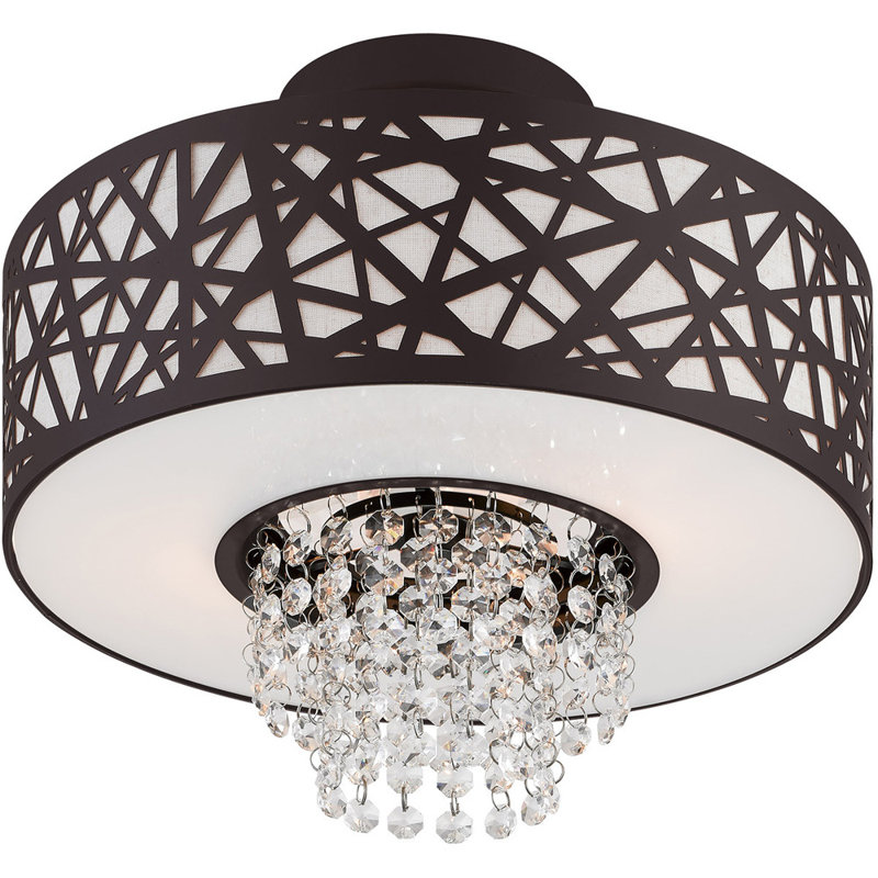 Fabric Semi Flush Mount, Bronze