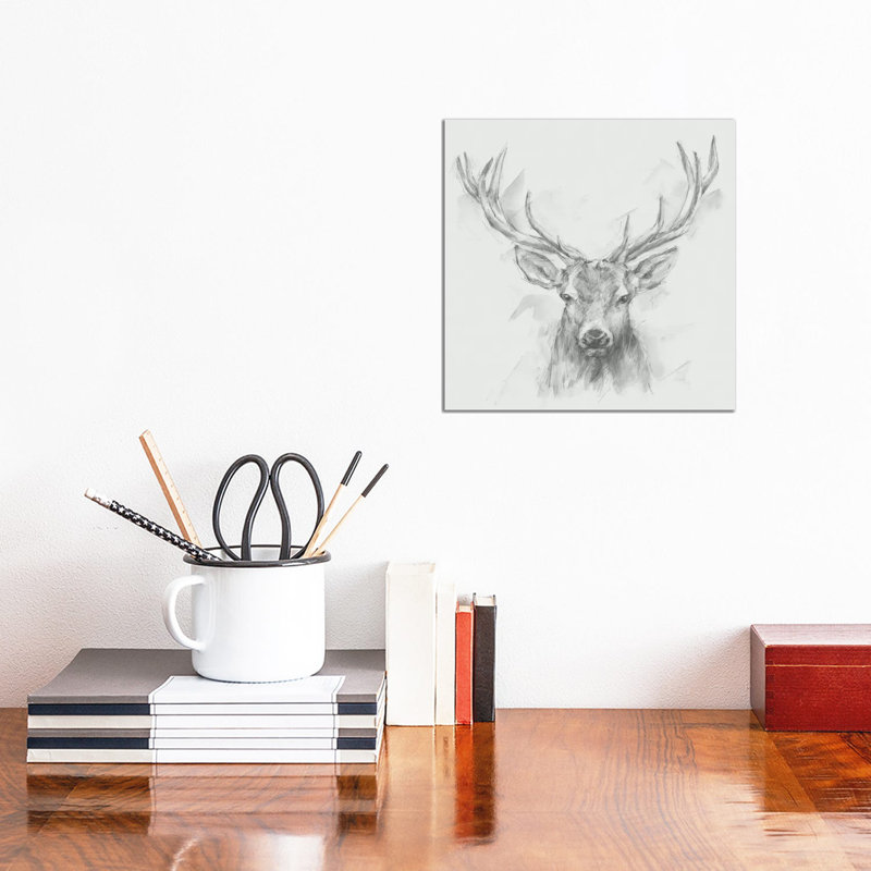 Reproduction d’art, "Contemporary Elk sketch I" par Ethan Harper, H 12 po x l 12 po x P 1,5 po, Toile tendue, Pas de tapis
