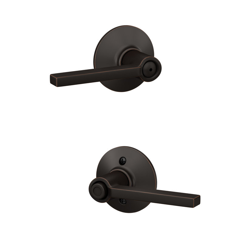 Latitude Lever Bed and Bath Door Lock, Aged Bronze