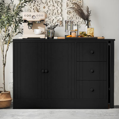 Farmhouse Kitchen Islands With Extendable Dining Table, Convert To Be Storage Buffet Cabinet