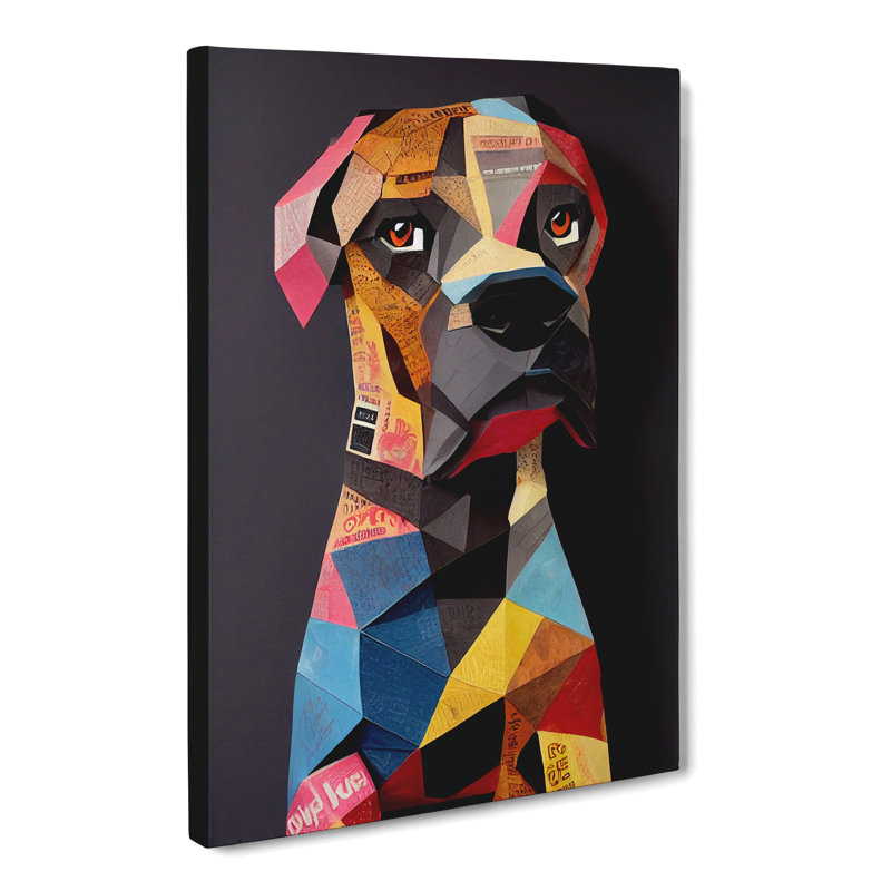 Boxer Dog Paper Mache Vol.2 - Wrapped Canvas, 60cm H x 40cm W x 3cm D