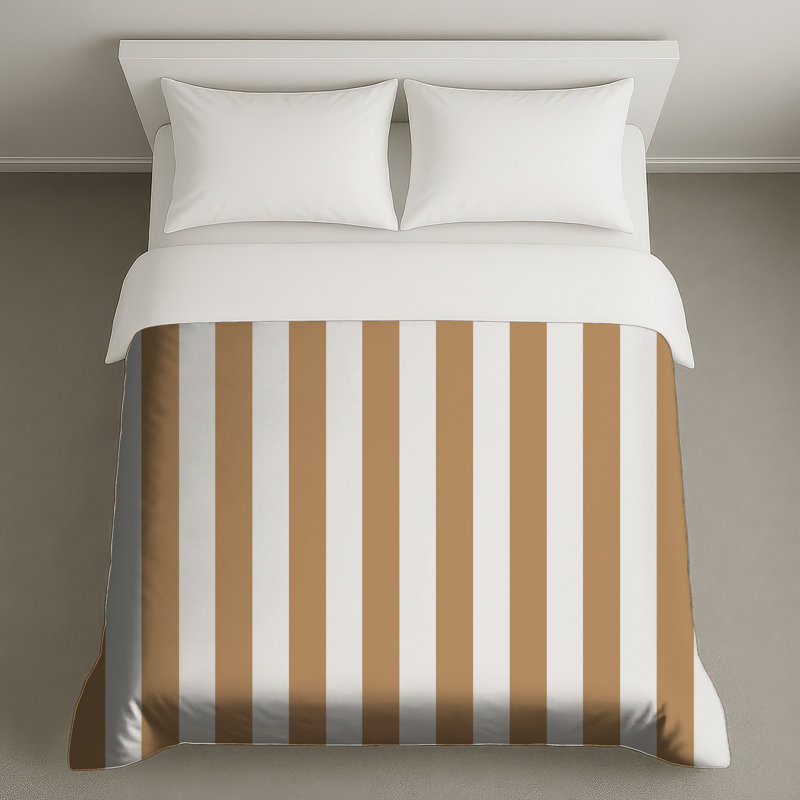 Beige Vertical Stripes Duvet Covers, Grand lit