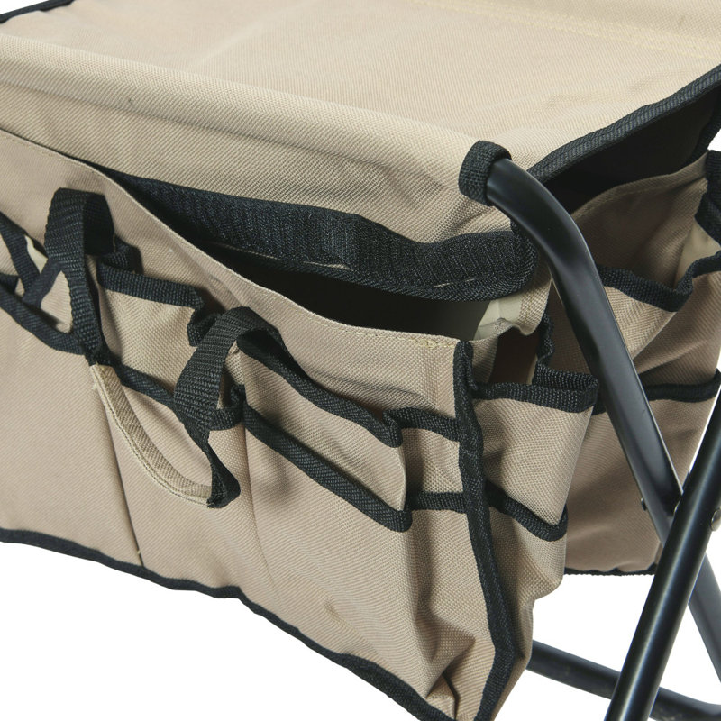 Tabouret en fer avec assise en toile, Beige