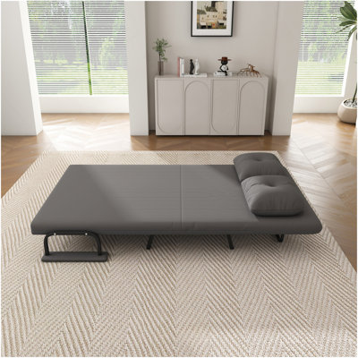 46" Wide Folding Sofa Bed 5-In-1 Convertible Chair For Two - 5-Position Adjustable Backrest With Pillow, Space-Saving Sleeper For Living Room, Bedroom & Office (71.6"W X 46"D)(Grey)