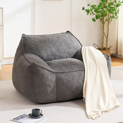 UUKRAVE Giant Bean Bag Chair for Adults, Oversized Faux Fur Sofa with Armrests & Filler, Comfy Reading Chair for Bedroom Living Room Game Room (BLUE)