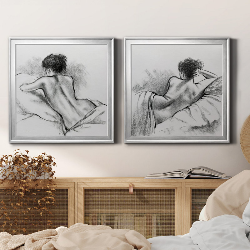 " Soft Sunday I " 2 - Pieces, Silver, 26.5" H x 53" W x 1.5" D