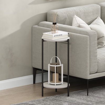 Caureen 2-Tier Modern Tall Round Side End Table with Sturdy Metal Legs