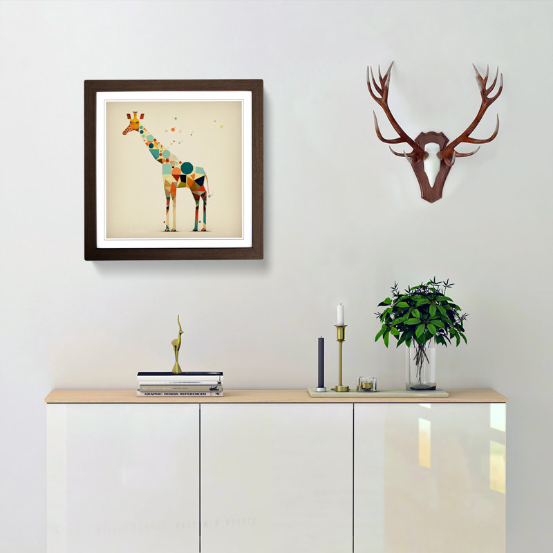 Giraffe Suprematism No.1 - Framed Print, Walnut