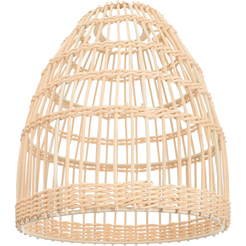 Abat-jour de luminaire suspendu en rotin vintage tissé à la main, ensemble de 2 couvercles de lampe rustique à abat-jour tambour pour éclairage de plafond